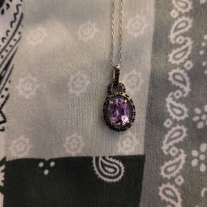 Amethyst and sterling silver 19" necklace